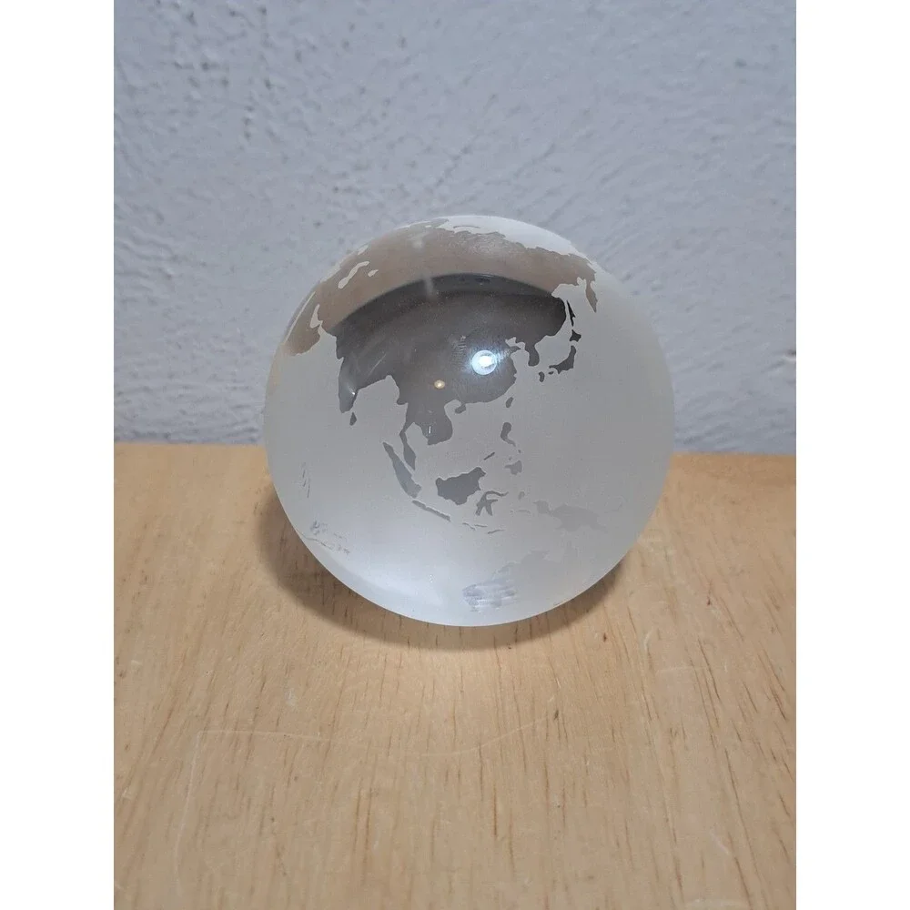 Tiffany & Co. Globe Etched Glass Crystal Paperweight Made in Austria